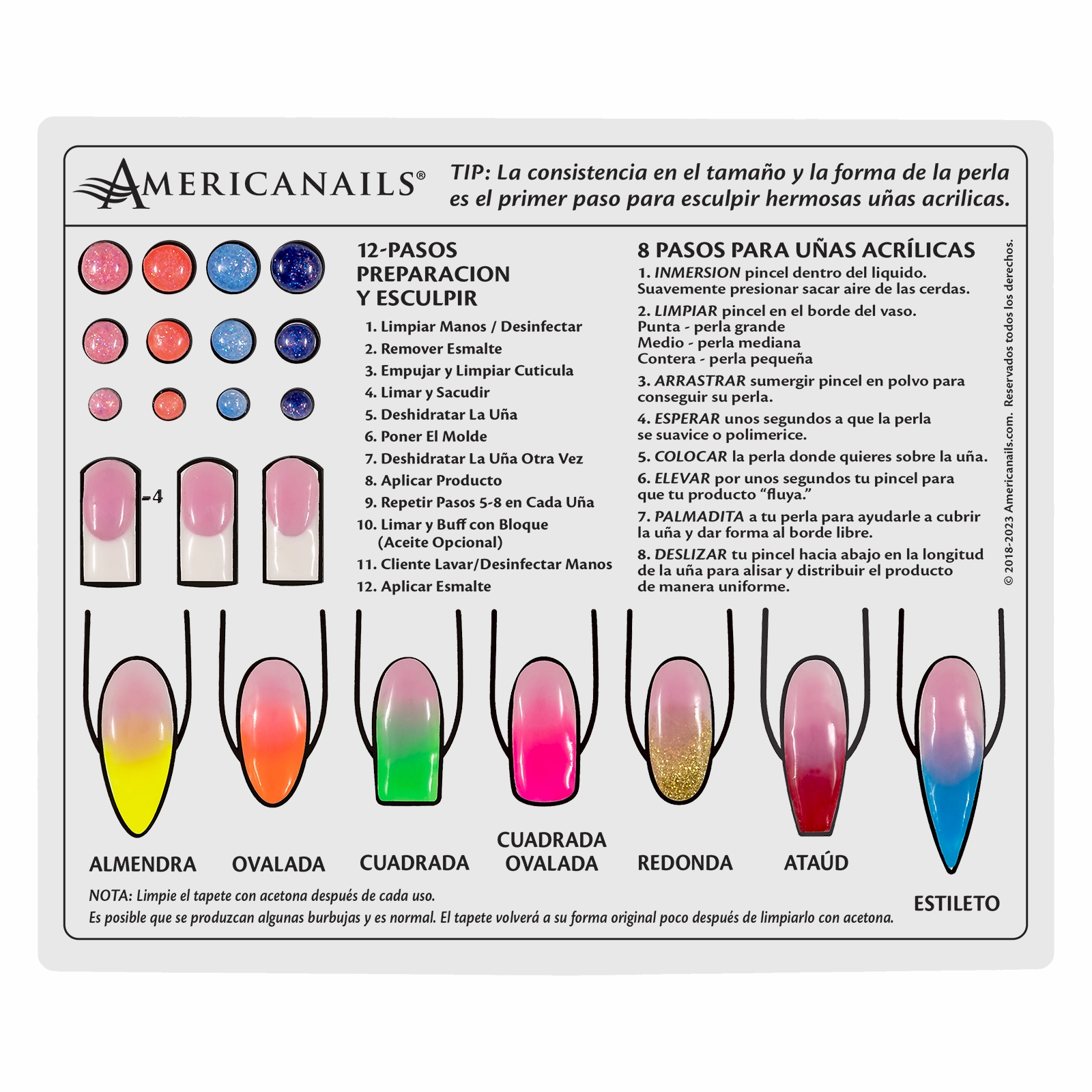 Americnails MINI Plantilla en Silicona Para Principiantes de Uñas Acrílicas