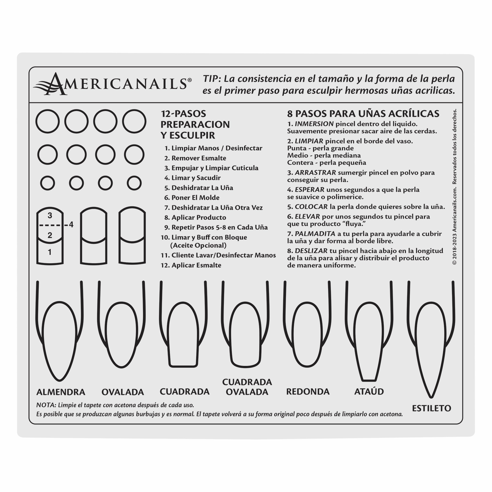 Americnails MINI Plantilla en Silicona Para Principiantes de Uñas Acrílicas