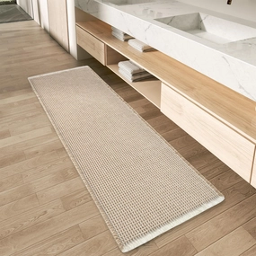 AMOAMI Upgraded Waffle Runner Rug Super Absorbent Non Slip Bath Mats for Bathroom Machine Washable Bathroom Runner Rug with Tassels, Ideal for Hallway Bedroom Laundry Room, 2' x 6', Brown & Cream