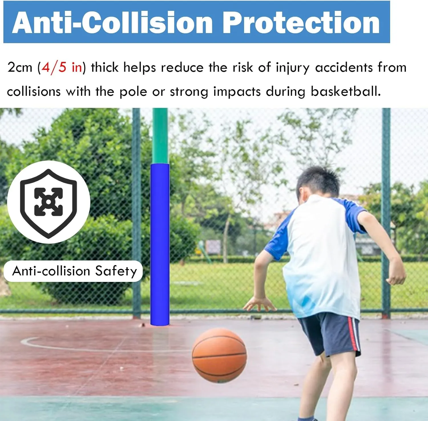 AMUFJJ Reusable Basketball Hoop Padding for Pole, Sunshade/Garage/Basement Support Pole Wrap Column Cover All-Weather, 4" 5" 6" 8" Round Basketball Pole Protector Pad(Yellow,Dia 8 7/10in)