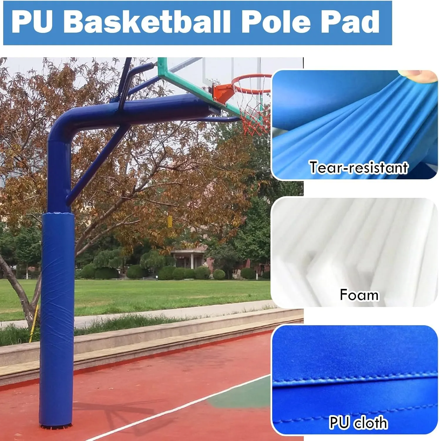 AMUFJJ Reusable Basketball Hoop Padding for Pole, Sunshade/Garage/Basement Support Pole Wrap Column Cover All-Weather, 4" 5" 6" 8" Round Basketball Pole Protector Pad(Yellow,Dia 8 7/10in)