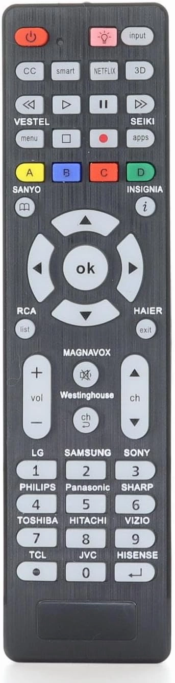Anderic Universal TV Remote for Samsung, LG, Sony, Sharp, Vizio, Philips, Toshiba, Hitachi, Sanyo, JVC, TCL, Vestel, Seiki, Insignia, Magnavox, haier, Panasonic All Series TV - RR1DTV