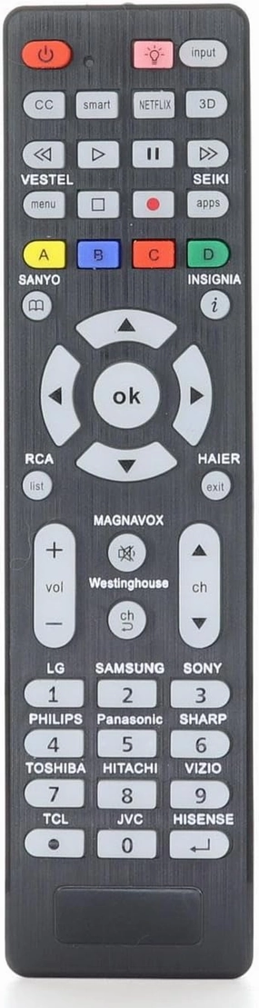 Anderic Universal TV Remote for Samsung, LG, Sony, Sharp, Vizio, Philips, Toshiba, Hitachi, Sanyo, JVC, TCL, Vestel, Seiki, Insignia, Magnavox, haier, Panasonic All Series TV - RR1DTV
