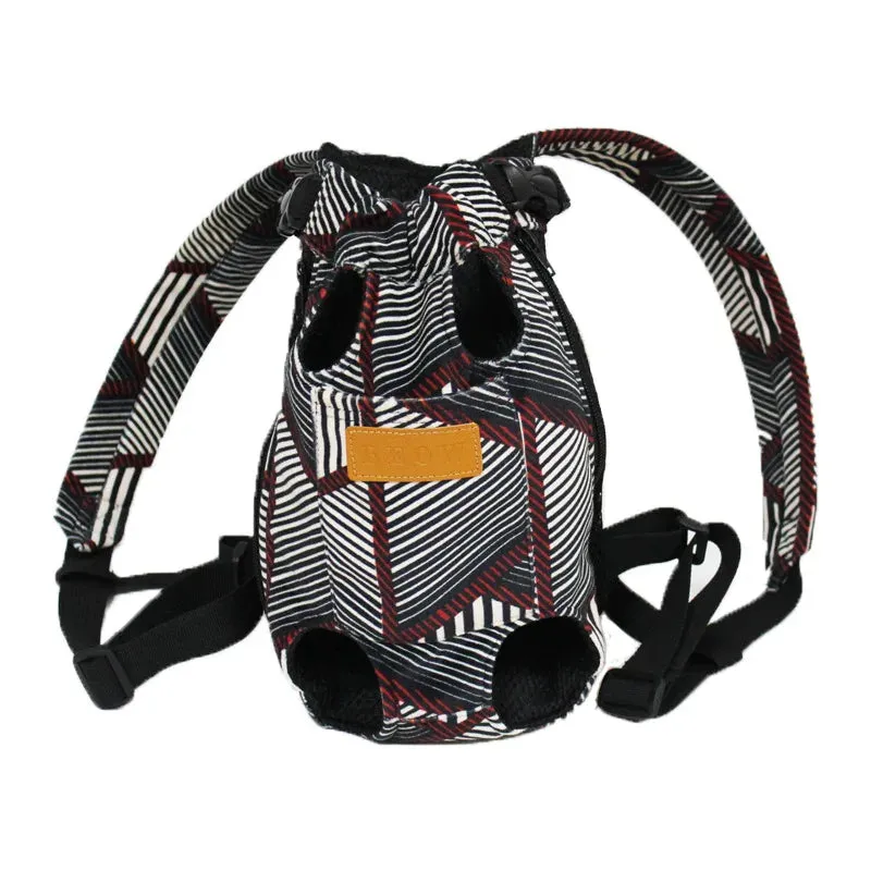 ANYWAGS Pet Carrier Linear Triangular Pattern XXL Denim Breathable Travel Backpack for Large XXL Pets with Pockets for Carrying Supplies