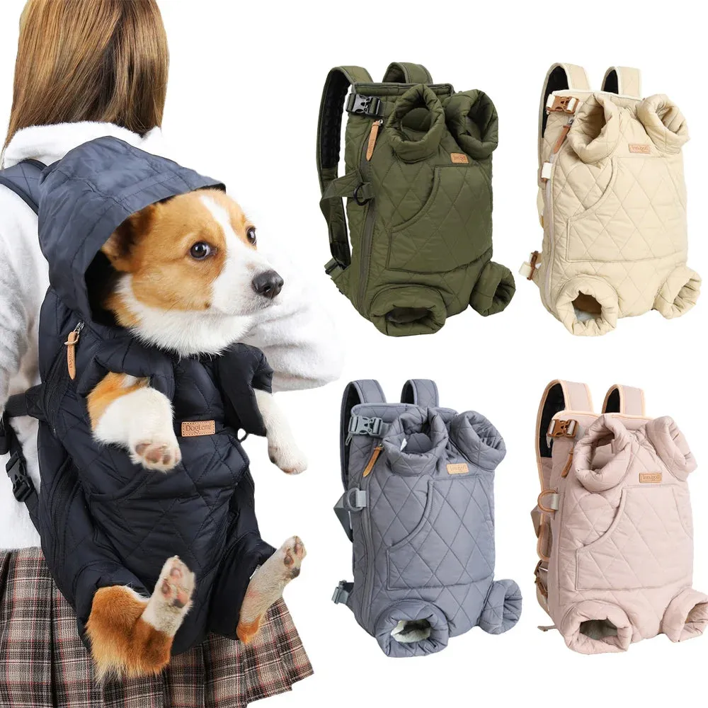 ANYWAGS Pet Carrier Pink Cozy Backpack for Winter with Hoodie and Pockets for Pet Supplies for Small to Medium Dogs