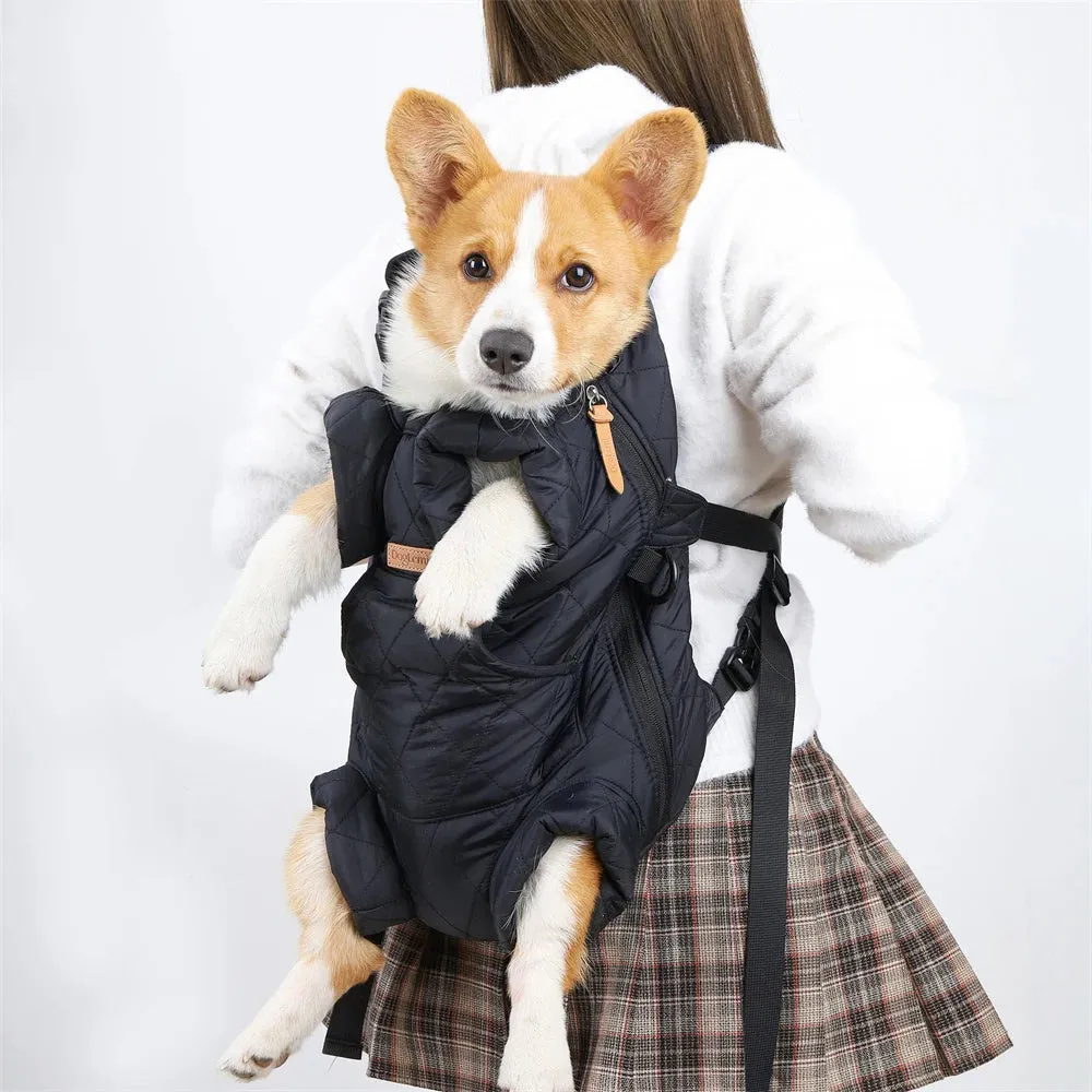 ANYWAGS Pet Carrier Pink Cozy Backpack for Winter with Hoodie and Pockets for Pet Supplies for Small to Medium Dogs