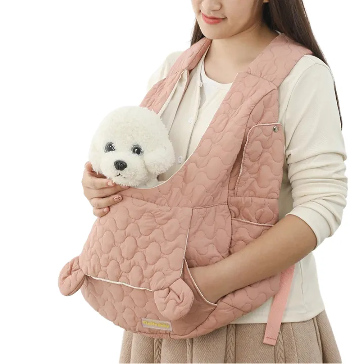 ANYWAGS Pet Carrier Pink Embroidered Fabric Large Space Pet Backpack for Small Dogs or Cat Accessories