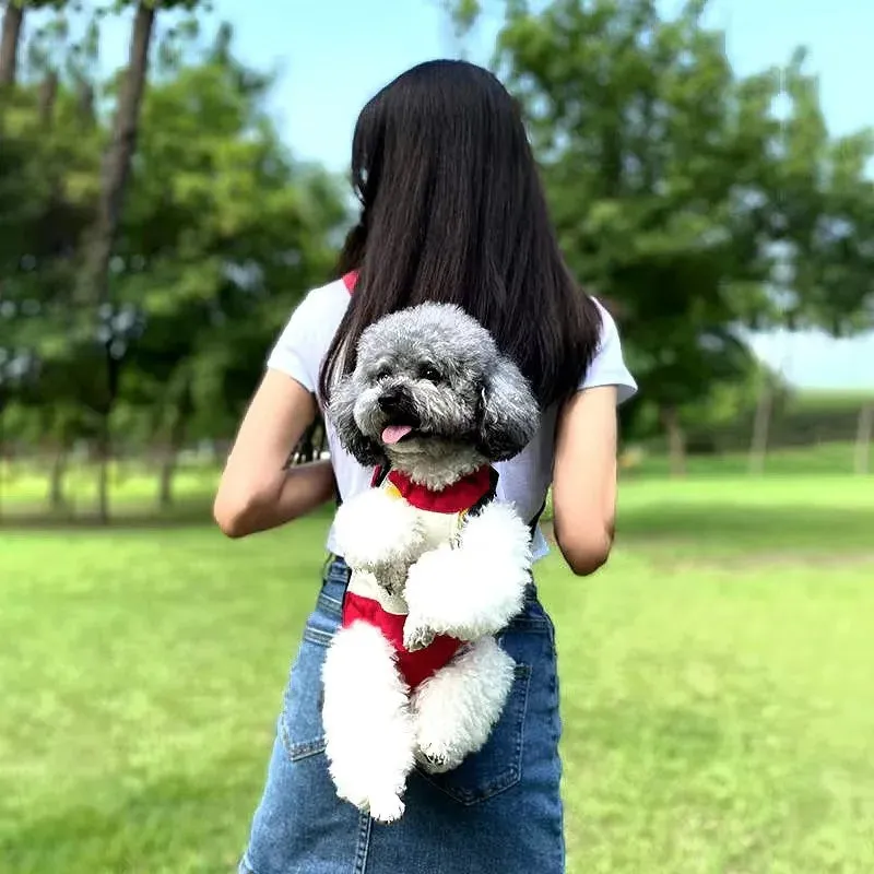 ANYWAGS Pet Carrier Red Dark Blue Large Denim Breathable Travel Backpack for Large Size Pets with Pockets for Carrying Supplies