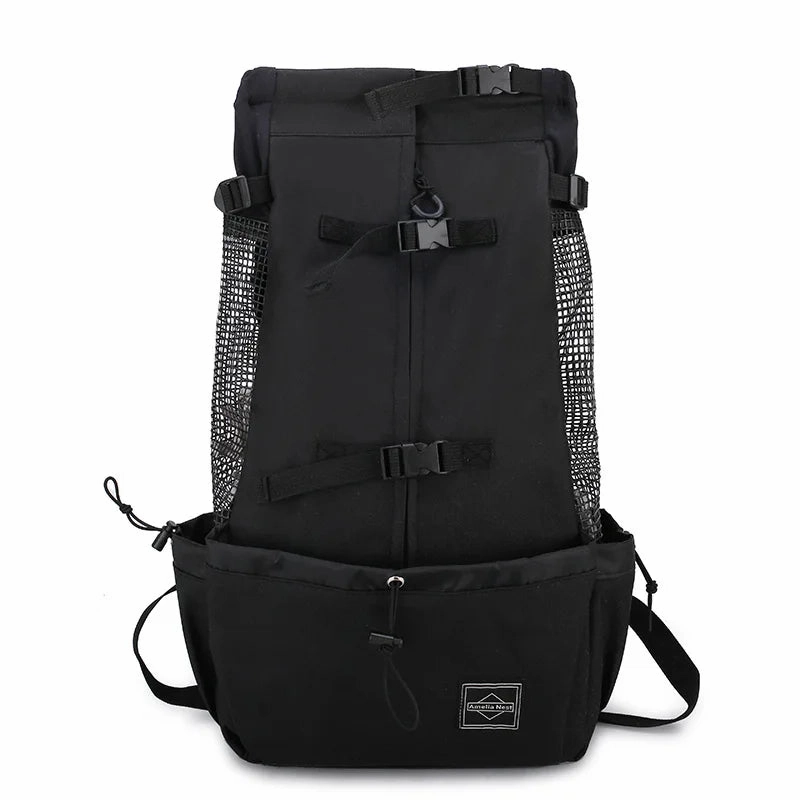 ANYWAGS Pet Carrier Medium Black Travel Riding Driving Pet Backpack for Medium to Large Dogs with Pockets for Pet Supplies