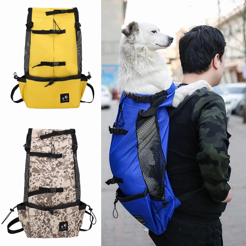 ANYWAGS Pet Carrier Medium Blue Travel Riding Driving Pet Backpack for Medium to Large Dogs with Pockets for Pet Supplies