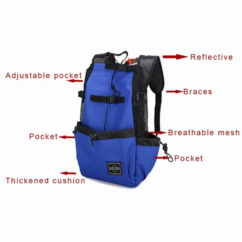 ANYWAGS Pet Carrier Medium Blue Travel Riding Driving Pet Backpack for Medium to Large Dogs with Pockets for Pet Supplies