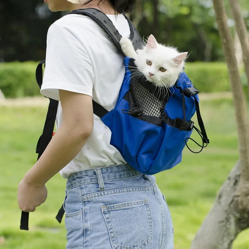 ANYWAGS Pet Carrier Medium Blue Travel Riding Driving Pet Backpack for Medium to Large Dogs with Pockets for Pet Supplies