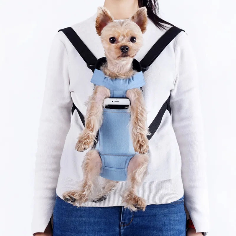 ANYWAGS Pet Carrier Medium Denim Blue Denim Backpack for Outdoor Travel With Front Pocket for Medium Size Pets