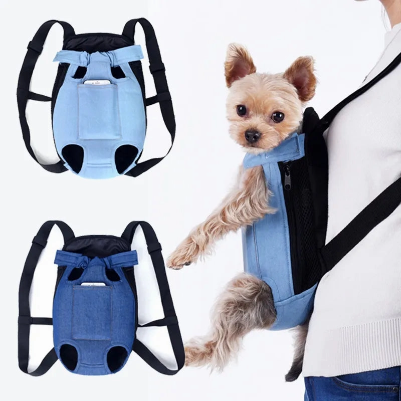 ANYWAGS Pet Carrier Medium Denim Blue Denim Backpack for Outdoor Travel With Front Pocket for Medium Size Pets