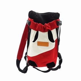 ANYWAGS Pet Carrier White Red Medium Denim Breathable Travel Backpack for Medium Size Pets with Pockets for Carrying Supplies
