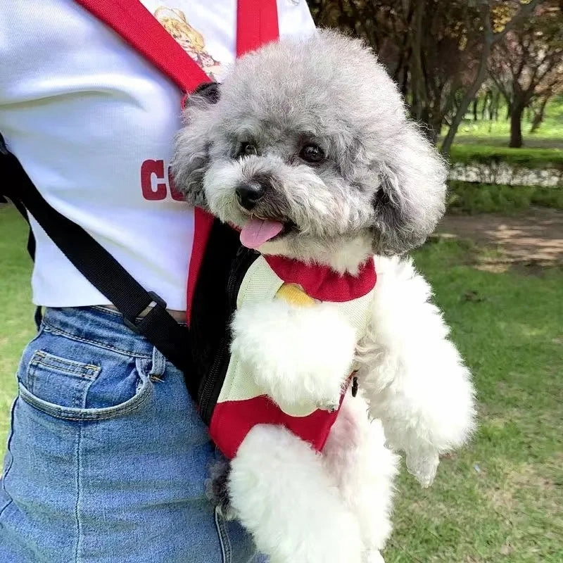 ANYWAGS Pet Carrier Yellow White Small Denim Breathable Travel Backpack for Small Size Pets with Pockets for Carrying Supplies
