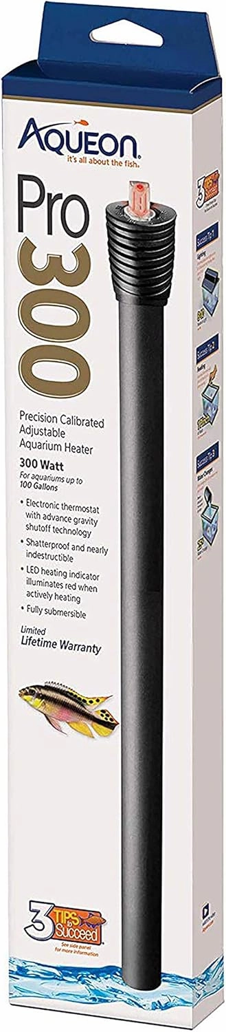 Aqueon Pro 300 Submersible Aquarium Fish Tank Heater, 300 Watts, For Up To 100 Gallon Fish Tanks
