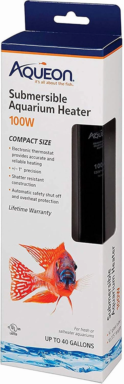 Aqueon Submersible Aquarium Heater, 100 Watts, Up to 40 Gallons