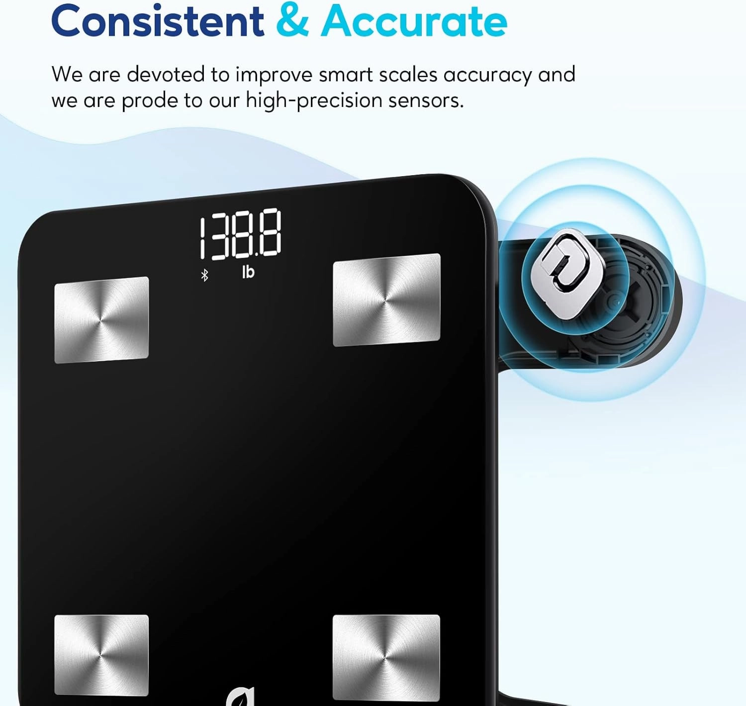 arboleaf Scale for Body Weight, Accurate Smart Digital Weight Bluetooth Bathroom Scale, 14 Body Composition Analysis, 400lbs, Black