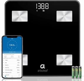 arboleaf Scale for Body Weight, Accurate Smart Digital Weight Bluetooth Bathroom Scale, 14 Body Composition Analysis, 400lbs, Black
