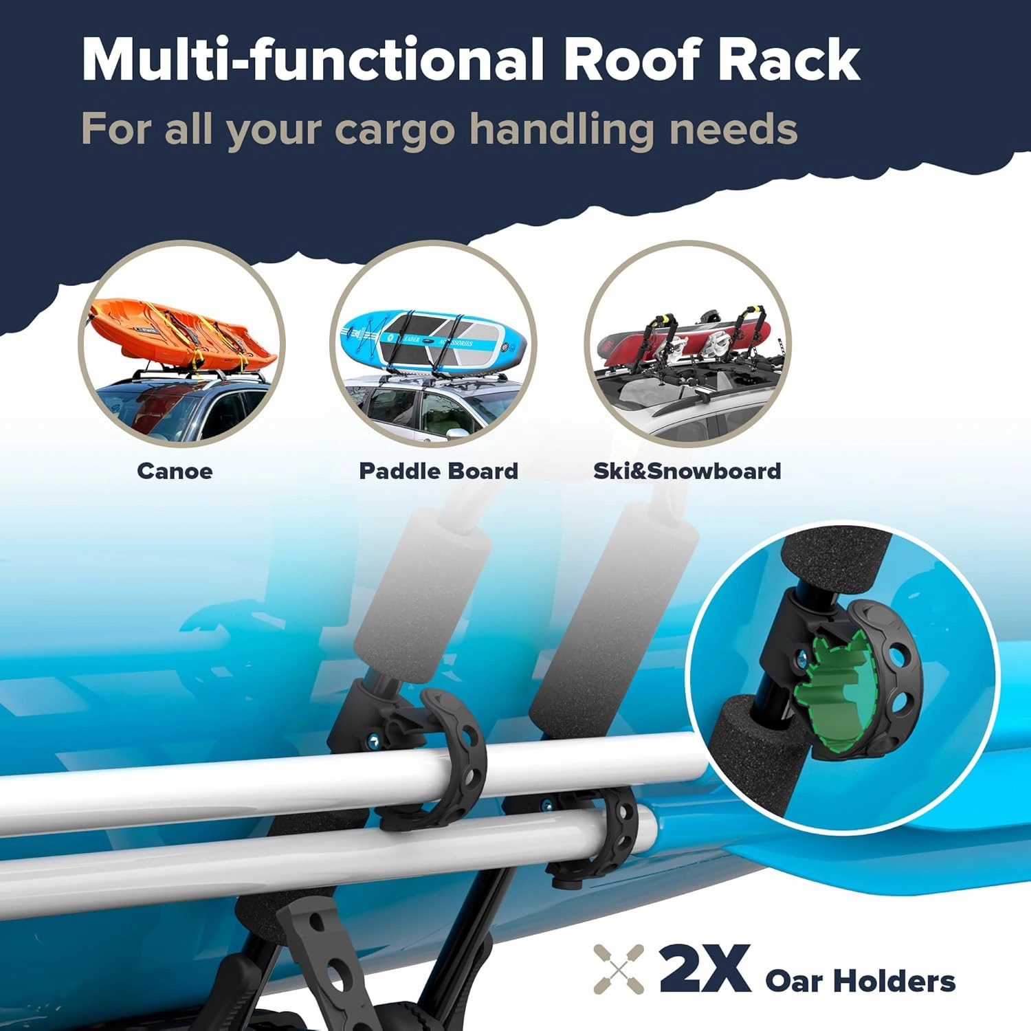 ARKSEN 2 Pair Universal Folding Kayak Roof Rack Heavy Duty Adjustable J-Bar Kayak and Canoe Carrier for Cars, SUVs, and Trucks