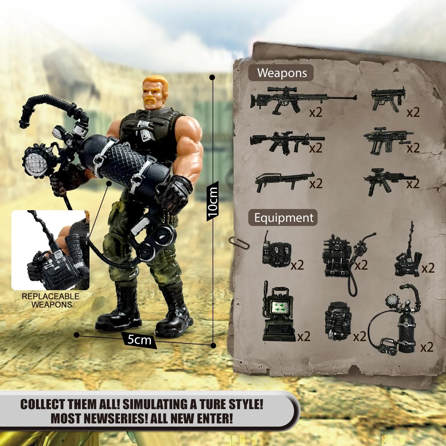 Army Toy Soldiers Figures, 12 Pcs Army Men Toy Set with Weapons Accessories,Realistic US Army Military Playset, Plastic Army Men Easter Birthday Gift for Boys 4-7