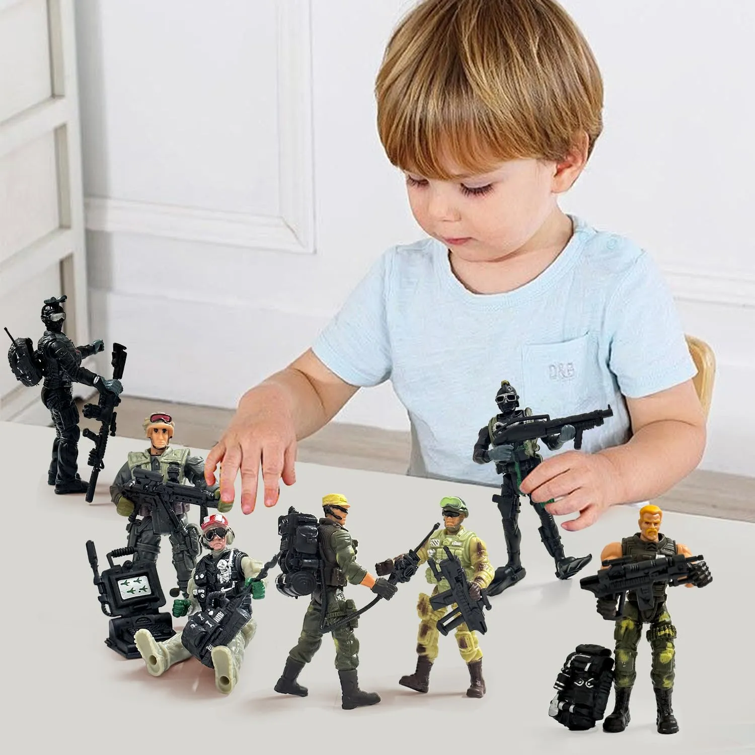 Army Toy Soldiers Figures, 12 Pcs Army Men Toy Set with Weapons Accessories,Realistic US Army Military Playset, Plastic Army Men Easter Birthday Gift for Boys 4-7