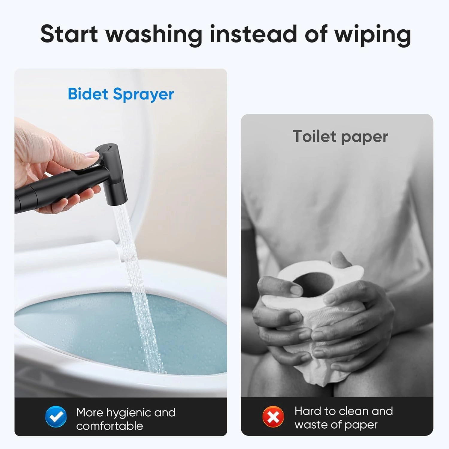 Arofa Black Bidet Sprayer for Toilet, 3 Pack Handheld Jet Sprayer Adjustable Water Pressure Muslim Shower with Bidet Hose, Bidets for Existing Toilets Cloth Diaper Spray for Baby/Feminine Wash
