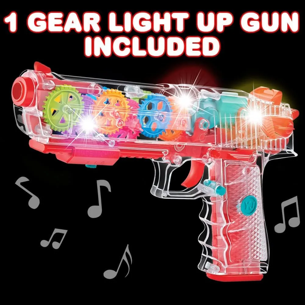 ArtCreativity Light Up Gear Toy Gun for Kids, Toy Guns for Boys with Moving Gears, LED Effects, and Music, Batteries Included, Interactive LED Toy Guns, Great Gift Idea Light Up Toys for Kids