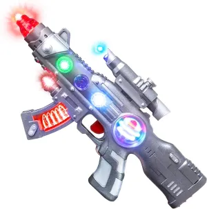 ArtCreativity Light Up Spin Ball Blaster Toy Gun, 12.5 Inch Assault Rifle with Thrilling Multicolor LEDs and Sound Effects, Batteries Included, Play Gun for Boys and Girls, Space Gun Toy