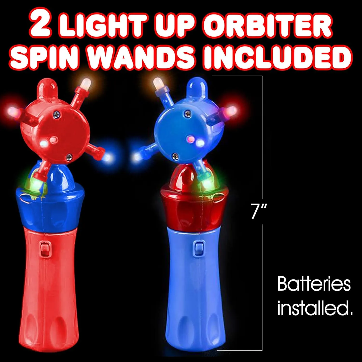 ArtCreativity Light Up Spinning Wands for Kids – LED Spinning Light Up Toy with Flashing Lights – Fun Light Spinner Toy for Parties, Birthdays, Classroom Prizes, and Gifts – Set of 2