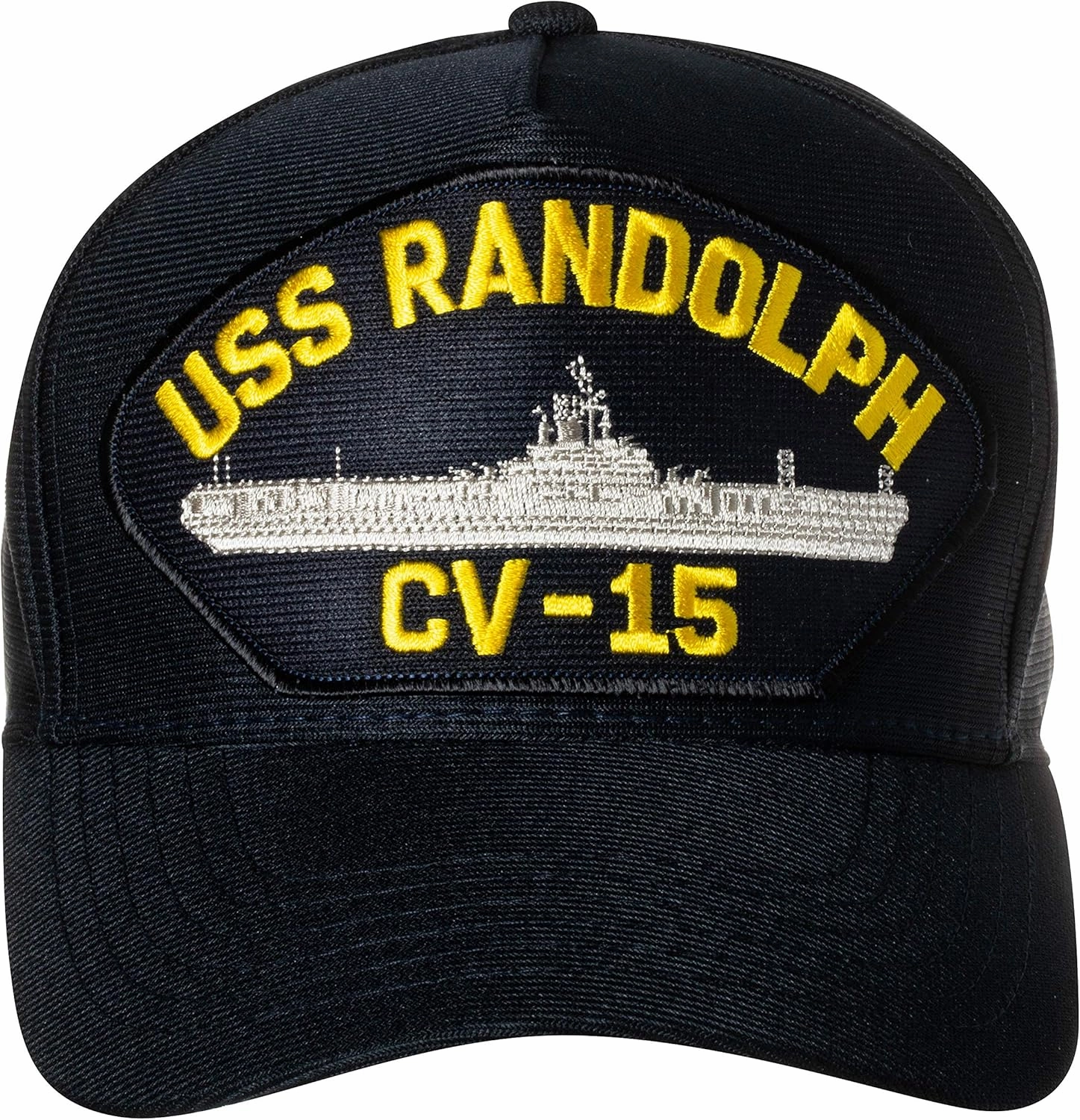 Artisan Owl United States Navy USS Randolph CV-15 Aircraft Carrier Ship Emblem Patch Hat – Adjustable Baseball Cap (Navy Blue)