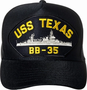 Artisan Owl United States Navy USS Texas BB-35 Aircraft Carrier Ship Emblem Patch Hat – Adjustable Baseball Cap (Navy Blue)