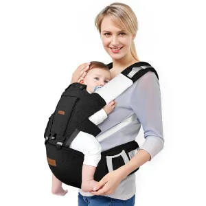 Baby Carrier Newborn to Toddler with Hip Seat & Lumbar Support, 9-in-1 Safety-Certified Wrap Carrier (4-36 Months/7-45lb) - Breathable Mesh Ergonomic Design for Front/Back/Hip Carry, Black