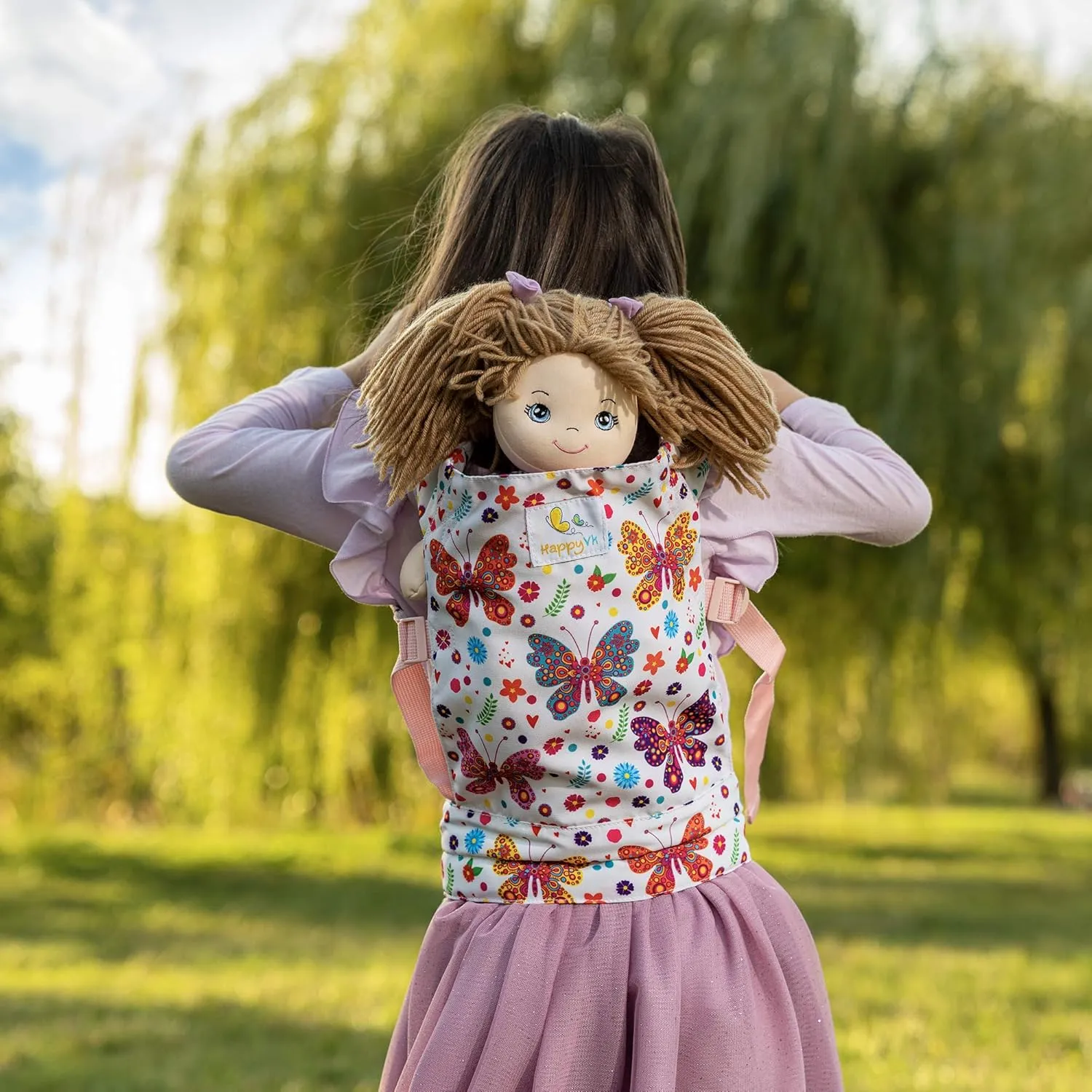 Baby Doll Carrier Toy Doll Carrier Front Back for little girls Doll Accessories Butterfly