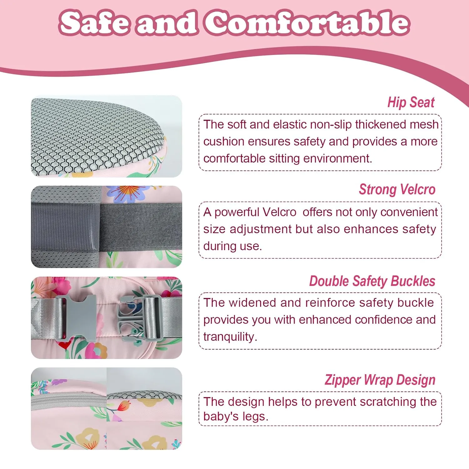 Baby Hip Carrier - Adjustable Waistband & Hip Seat for Newborn-Toddler (Up to 66 Lbs) with Pockets for Parents