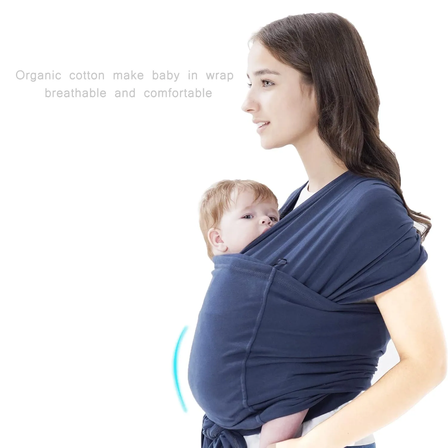 Baby warps Carrier,Softness Organic Cotton,Breathable Adjustable Strap Baby Hold Carrier for Newborn Up to 40 lbs (Navy Blue)