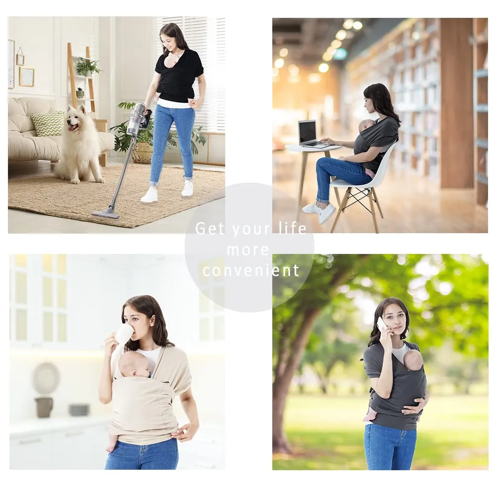 Baby wrap Carrier,Softness Organic Cotton,Breathable Adjustable Strap Baby Hold Carrier for Newborn Up to 40 lbs (Beige)