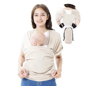 Baby wrap Carrier,Softness Organic Cotton,Breathable Adjustable Strap Baby Hold Carrier for Newborn Up to 40 lbs (Beige)