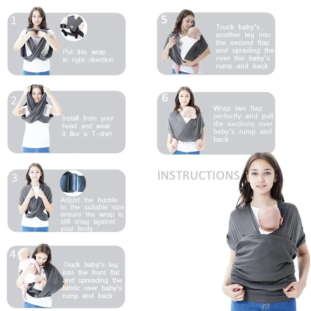 Baby wrap Carrier,Softness Organic Cotton,Breathable Adjustable Strap Baby Hold Carrier for Newborn Up to 40 lbs (Beige)