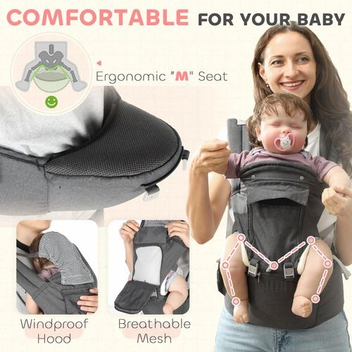 Baby Carrier - Ergonomic, Adjustable & Multifunctional