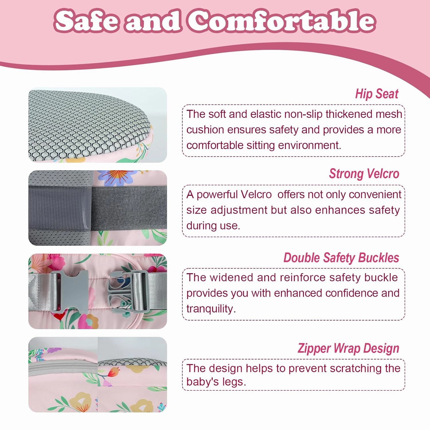 Baby Hip Carrier - Adjustable Waistband & Hip Seat for Newborn-Toddler (Up to 66 Lbs) with Pockets for Parents