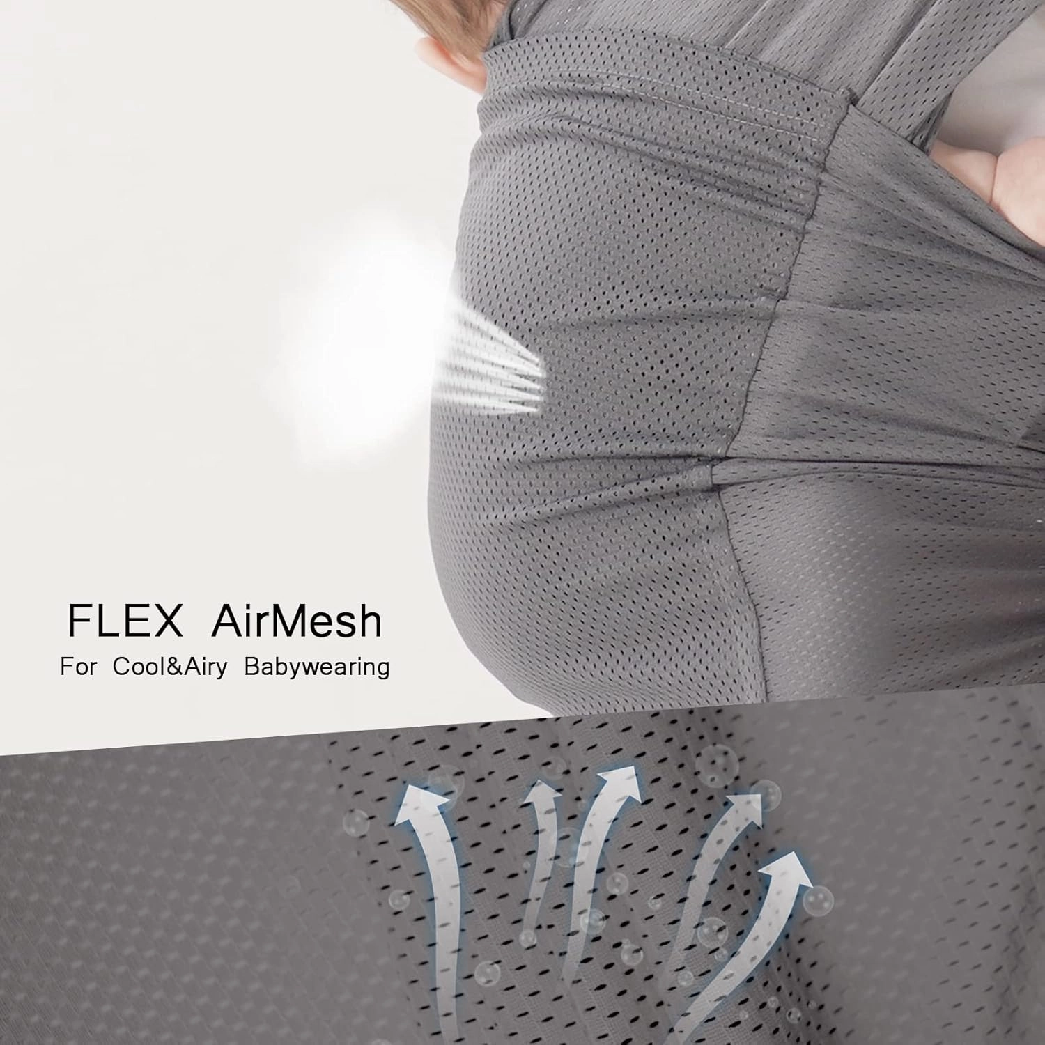 Baby warps Carrier,Softness Organic Cotton,Breathable Adjustable Strap Baby Hold Carrier for Newborn Up to 40 lbs (Air-Mesh Grey)