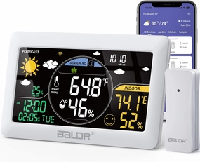 BALDR WiFi Weather Station, Smart Wireless Indoor Outdoor Thermometer with App and Accurate Real-time Forecast, One Remotely Monitor Temperature Sensor Include