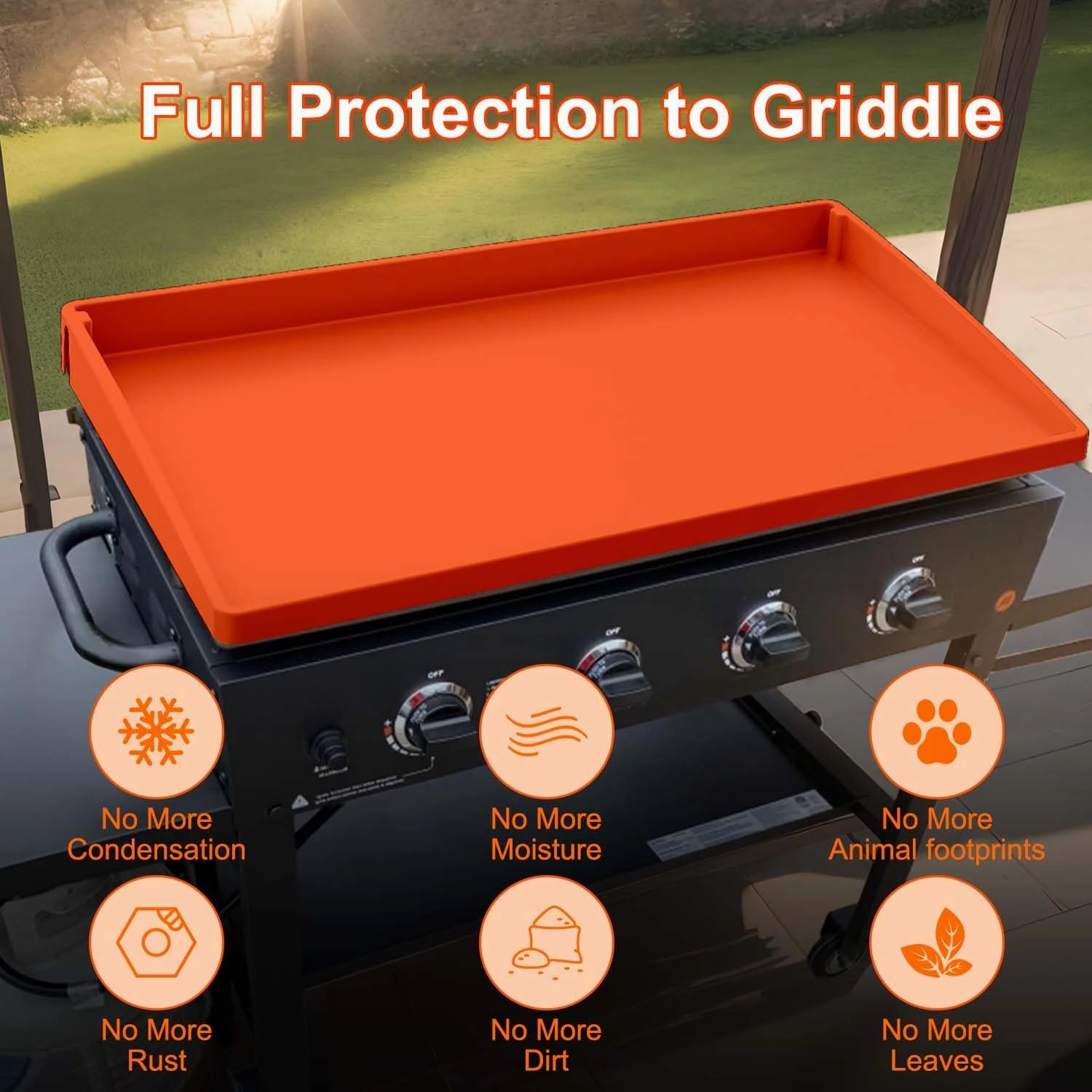 BANGIE Griddle Cover Mat for Blackstone 28 Inch Griddle Accessories - Full Wrap-Around Protection Silicone Mat for Griddle - Food Grade Silicone Grill Mat - ORANGE