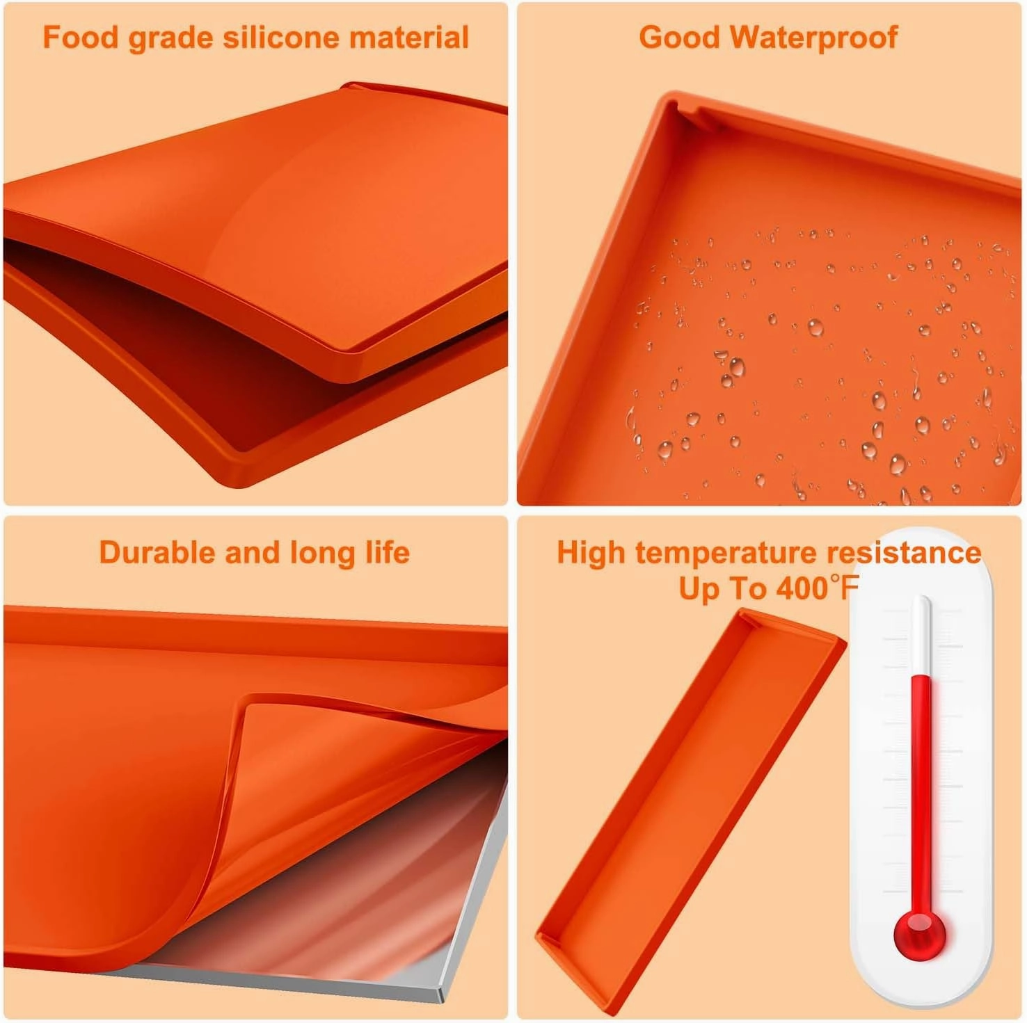 BANGIE Griddle Cover Mat for Blackstone 28 Inch Griddle Accessories - Full Wrap-Around Protection Silicone Mat for Griddle - Food Grade Silicone Grill Mat - ORANGE