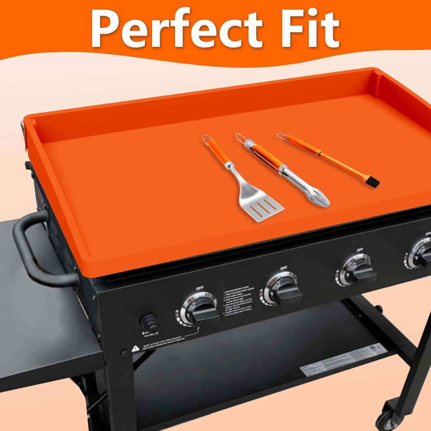 BANGIE Griddle Cover Mat for Blackstone 36 Inch Griddle Accessories | Full Wrap-Around Protection Silicone Mat for Griddle | Food Grade Silicone Grill Mat | ORANGE