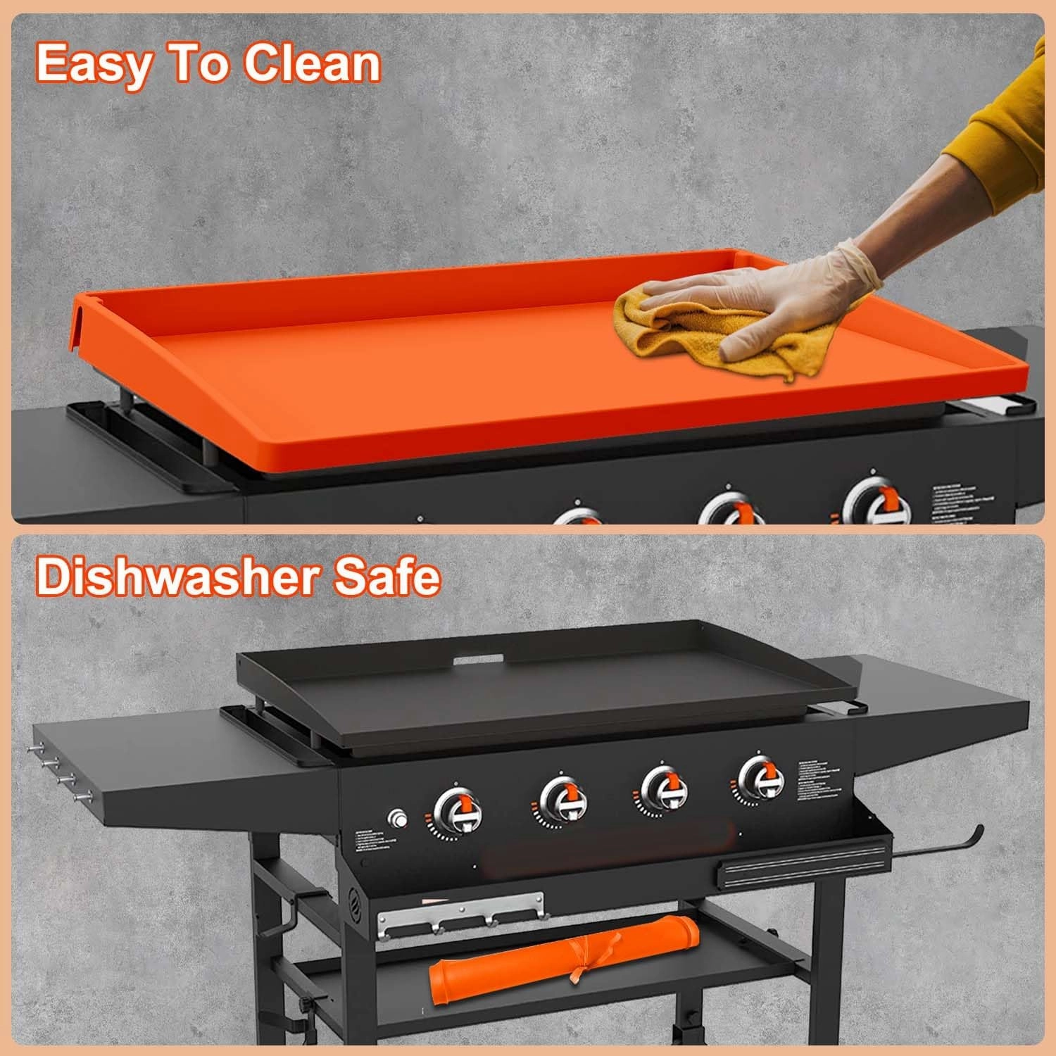 BANGIE Griddle Cover Mat for Blackstone 36 Inch Griddle Accessories | Full Wrap-Around Protection Silicone Mat for Griddle | Food Grade Silicone Grill Mat | ORANGE