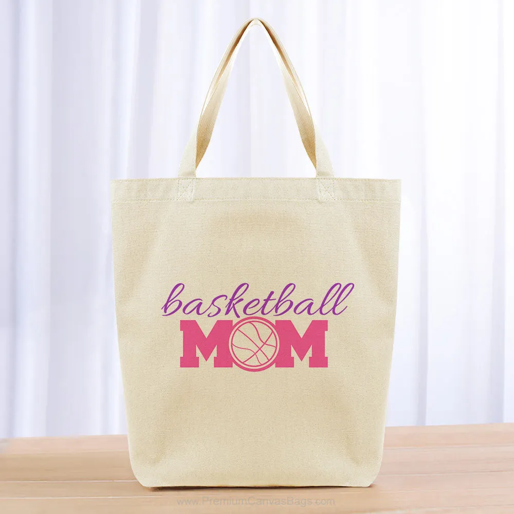 Basketball Mom Tote Bag - purple hot pink