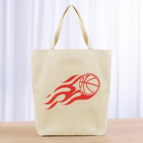 Basketball Flame Tote Bag - red